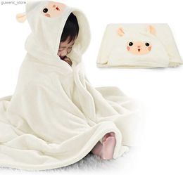 Blankets Swaddling Baby Bathrobe Flannel Cloak Cartoon Boy Girl Ultra-Soft Hooded Cover-Up Spa Velvet Robe Bath Pool Towel Baby Shower Gift Y240411