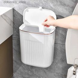 Waste Bins 8/11L Bathroom Trash Can Wall Mounted Hanin Trash Bin With Lid arbae Bin for Kitchen Bathroom Waterproof Narrow Rubbish Bin L49