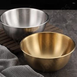 Bowls European Style Instant Noodles Cold Noodle Simple Solid Colour Bowl Stainless Steel Doublelayer Gold Lamian