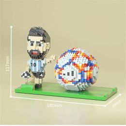 2024 Football Mini Blocks DIY Building Bricks for Kids Toy Soccer Man Gifts Girls Present Can Be Used Phone Pen Holder