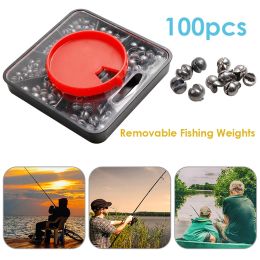 100Pcs Open Bite Plumb Round Fishing Sinkers Weight Set Removable Carp Bass Fishing Tackle Tool Accessories