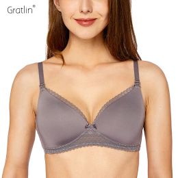 Bras Gratlin Lightly Padded Maternity Nursing Bra Without Bones Breastfeeding Wirefree Lace Lining for Pregnant Women Lingerie