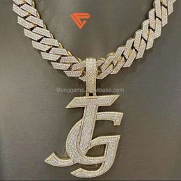 2024 Lifeng Jewelry Custom Pendant Hand Setting Moissanite 925 Silver Fine Jewelry Moissanite Pendant Cuban Chain