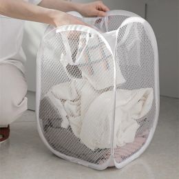 Mesh Pop Up Square Laundry Basket Storage Toy Organizer Bag Collapsible Clothes Baskets for Dorm, Bathroom & Travel