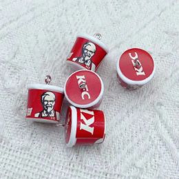 10pcs/Lot Resin 3D Food Hamburg French Fries Charms For Bracelets Earring Jewellery Making DIY Craft Pendants