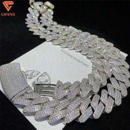 2024 Full Iced Out d Colour Vvs Moissanite Cuban Necklace Bling Round Diamond Hip Hop Jewellery 925 Sterling Silver Men Cuban Link Chain