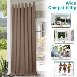 RYB HOME Outdoor Waterproof Curtain Tab Top Thermal Insulated Blackout Curtain Drape for Patio Garden Front Porch Gazebo