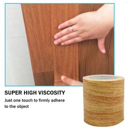 Window Stickers 5 M/Roll Waterproof Self Adhesive Tape Wood Grain Chocolate Oak For Home Furniture Repair Duct Floor Sticker