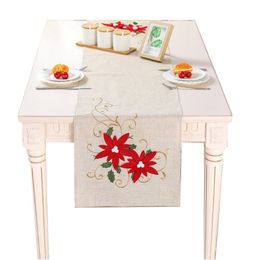 2024 New Luxury Table Runner Embroidered Flower Polyester Table Linen for Country Outdoor Chrismas Party Table Decoration