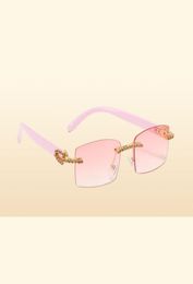 Retro Sunglasses Women Brand Designer Diamond Rimless Sun Glasses Shades Rhinestone Lens Ladies Frameless Eyeglasses5541271