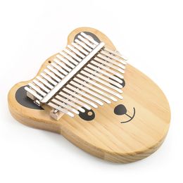 Finger Piano 17 Keys Mini Wooden Cat Ornament Portable Thumb Kalimba for Children's Gift Musical Music Box Instrument Home Decor