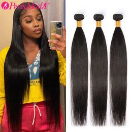 Straight Hair Brazilian Human Weave Bundles Natural Black 34 Piece 100% Remy 240401