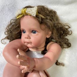 24Inch Already Painted Reborn Doll Kit Maggi Hand-rooted Hair Unassembled DIY Doll Parts With Cloth Body Reborn Maggie