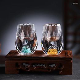 Wine Glasses 15ml Luxury Crystal Glass Vodka Sake Shochu Liqueur Double Bottom Gold Foil Tea Cup High-end Gifts Hard Liquor Bar Set