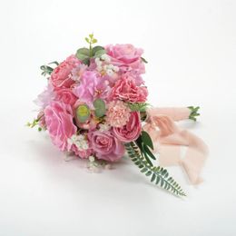 Decorative Flowers 1Pack Pink Artificial Silk Flower Head Fake Plant Stem Material Package Combo Set For DIY Floral Arrangement Decor