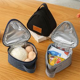 Portable Triangular Cute Thermal Lunch Bags Small Rice Ball Insulated Tote Bag Food Bento Cooler Travel Picnic Outdoor Pouch