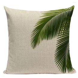 Pillow Tropical Plants Palm Tree Printed Decorative Throw Cotton Linen Cover Case Green Leaf Leaves