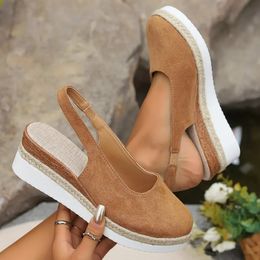 Lascas lisas femininas sandálias de verão bohemian feitas à mão casual confortável alpargelas bombas de plataforma sapatos sandalias 3793