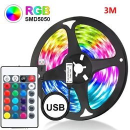 SMD5050 1M/2M/3M USB LED Strip Light TV Desktop Screen Backlight Color Change Bedroom Decoration DC5V LED Lamp DIY Lighting