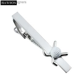 Tie Clips HAWSON Sporty Golf Ball Tie Bar 2.24 Inch Pearl Sand Golf NeckTie Clips for Gentlemen Y240411