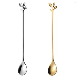 Spoons 6pcs Tea Long Handle Stainless Steel Ice Cream Polished Stirring Coffee Scoop Silver