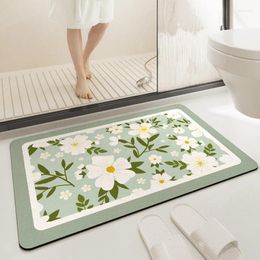 Bath Mats Quality Plant And Flower Non-Slip Toilet Bathroom Absorbent Mat Household Shower Room Entry Quick Drying Bedroom Door Rug