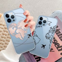 Planes World Map Travel Case for Samsung Galaxy S22 Ultra S10 Plus S20 S21 FE Note 20 10 Lite S9 9 8 S8 S10e Silicone Soft Cover