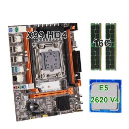 Motherboards KEYIYOU X99H D4 Motherboard Set LGA 20113 Kit Xeon E5 2620 V4 CPU Processor+ DDR4 2*8GB RAM Memory usb3.0 NVME/SATA M.2 MATX