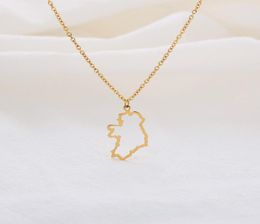 10PC Outline Republic of Ireland Map Necklace Continent Europe Country Dublin Pendant Chain Necklaces for Motherland Hometown Iris2909555