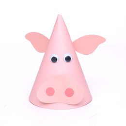 Farm Animals Paper Hat DIY Birthday Party Decorations Kids Children Props for Outdoor Activities Rabbit Sheep Chick Conical Cap