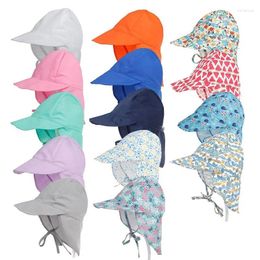 Berets Girls Boys Baby Hats Summer Kids Sun Cotton Hat UV Protection Face Neck Cover