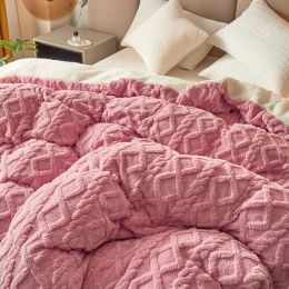 Dual Use Artificial Cashmere Duvet Cover Winter Warm Plush Quilt Cover Blanket Warmth Double-sided Fleece Comforter Covers Soft