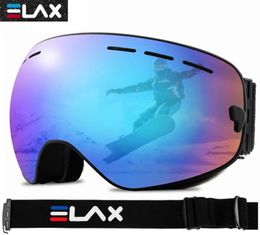 Sun glasses ELAX Double Layers Antifog Goggles Ski Glasses Men Women Cycling Sunglasses Mtb Snow Skiing Goggles Eyewear3153370