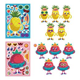 Creative Children Assemble Jigsaw Stickers Sheet Puzzle Games Make Your Ice cream Dessert DIY Face Sticker Kids Summer Party Toy