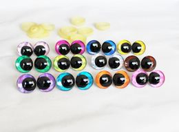 100PCS 12COLORS DESIGN 12mm14 16 18 20 25 30mm Cartoon 3D glitter toy safety eyes doll pupil eyes with hard washer -D12 240328