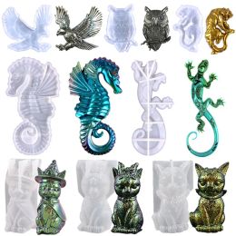 Animal Resin Mould Epoxy Resin For DIY Keychain Crafts Hawk Tiger Lizard Animal Silicone Moulds Jewellery Making For Easter