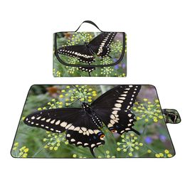 Butterfly Pattern Large Sandproof Picnic Mat,Oxford Outside Portable Picnic Mat Waterproof Foldable for Beach,Park,Lawn,Travel