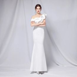 Korean Long Onepiece Evening Reception Playing Party Dress Selfwedding Shoot Guest Review Many Mermaid Elegant Bridesmaid Prom 240327