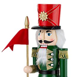 Nutcracker Christmas Decor 38 CM Wooden Red And Green King Hold Scepter King Guard Solider Nutcrackers Christmas Decorations For