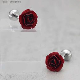 Cuff Links New Red and Blue 2 Colors Rose Cufflinks Fashion Mens and Womens Shirt Cuff Link Senior Designer Handmade Design Wedding Gif Y240411