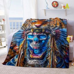 Indian Hunter Indigenous Culture Blanket Lightweight Cosy Soft Warm Flannel Throw Blanket Quilt Bedspread for Sofa Bed Home Gift