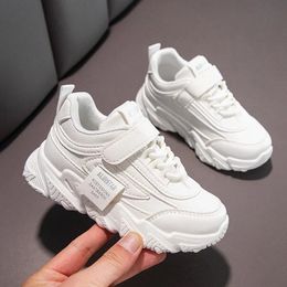 Versatile Soft Breatheable Hook Loop White Boys and Girls Children Sneakers Cute Korean Style Uniform School Shoes 240409