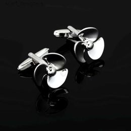 Cuff Links Men Gift Fan Cufflinks Wholesale retail Silver Colour brass Material Novelty Propeller Design Business Suit Accessaries Y240411