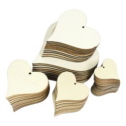 10-100Pcs Mini Heart Love Wood Slices Unfinished Wooden Graffiti Craft Scrapbooking Supplies Wedding Party Home Decoration