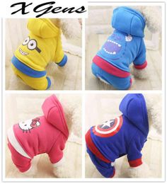 New Dog Hoodies Warm Winter Dog Clothes Fleece 4 legs Dogs Costume Cute Pet Coat Jacket Cartoon Jumpsuit Clothing for Puppy Dogs7786645
