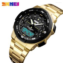 Wristwatches SKMEI 1370 Luxury Full Steel Business Waterproof Watch Relogio Masculino Men Fashion Sport Quartz Clock Mens Watches