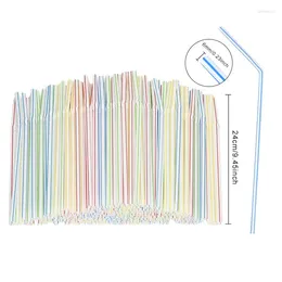 Drinking Straws 100Pcs 20.5cm Colourful Disposable Plastic Curved Wedding Party Bar Drink Accessories Birthday Reusable Straw