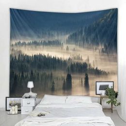 Psychedelic Tapestries Misty Forest Tapestry Tapestry Travel Camping Mat Landscape Yoga Mat Sleeping Mat Beach Blanket Bohemian Decoration R0411