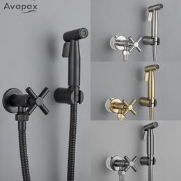 Avapax Portable Bidet Faucet Sprayer Brass Toilet Faucet Only Cold Water Bathroom Shower Head Muslim Shower Anal Douche