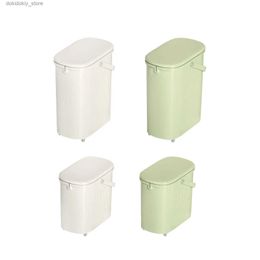Waste Bins Wastebasket with Lid Simple Desin Narrow arbae Can Bathroom Trash Can for Sunroom Toilet Laundry Room Kitchen Bedroom L49